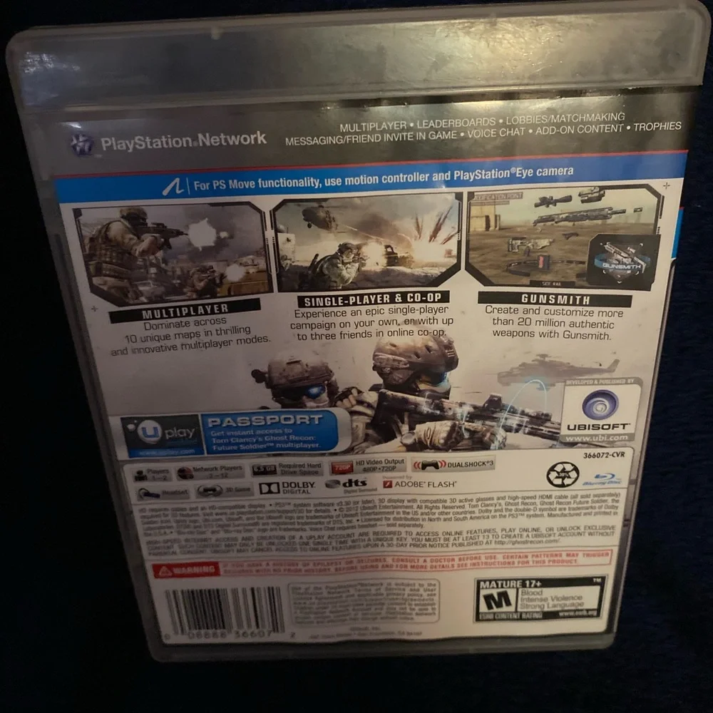Sony PS3 Game Bundle - Ghost Recon, The Walking Dead, Uncharted (Black Cases)
